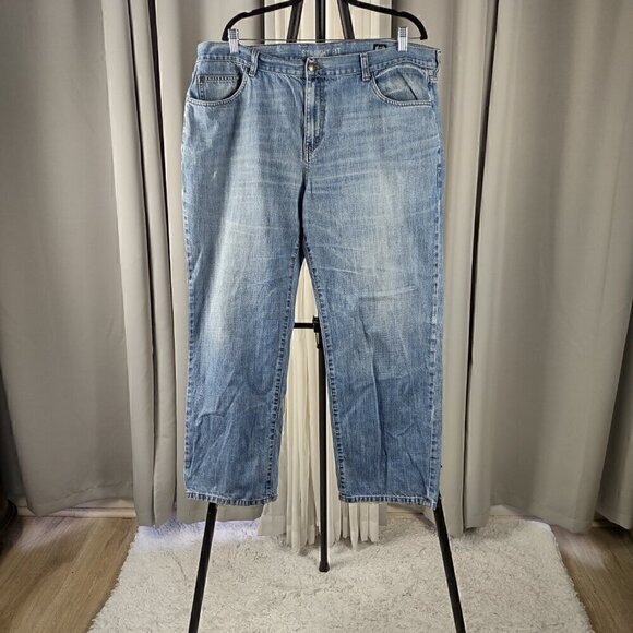 Chaps Straight Fit Blue Denim Cargo 100% Cotton Y2K Vintage Jeans Size 42x30 - Picture 1 of 10